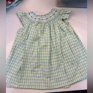 Strasburg Blue and Green Smocked Dress 2T